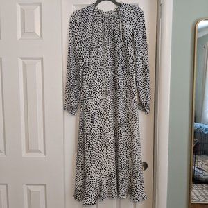 J Crew long sleeve dot print midi dress NWT